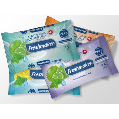 Freshmaker, Ubrousky vlhčené antibakteriální, 15 ks – Zboží Mobilmania