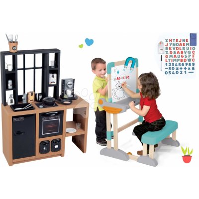 Smoby Set kuchynka moderná Loft Industrial Kitchen a lavica na písanie a kreslenie s magnetickými písmenami a číslami SM312600-29