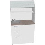 OFFICE PRO HOBIS kuchyň s dřezem, baterií a lednicí, levá - KU 3 3 L, bílá, šedá roleta – Zboží Dáma