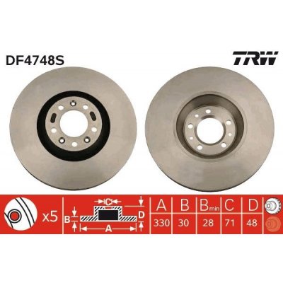 Brzdový kotouč TRW DF4748S | Zboží Auto