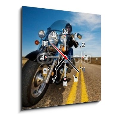 Obraz s hodinami 1D - 50 x 50 cm - Motorcycle riding Jízda na motocyklu – Zboží Mobilmania