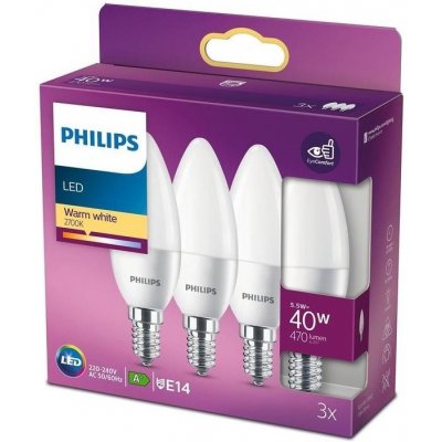 Philips SADA 3x LED žárovka B35 E14/5,5W/230V 2700K P5399 – Zboží Mobilmania