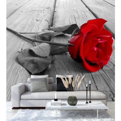 Gario Fototapeta Červená růže na starých deskách Materiál: Vliesová, rozměry 100 x 100 cm