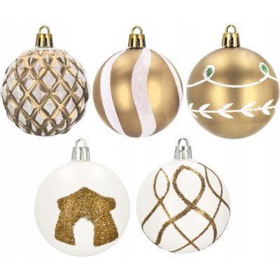 SPRINGOS Vánoční baňky zlato-bílé mix 6cm sada 30ks CA0865-XG – Zboží Dáma