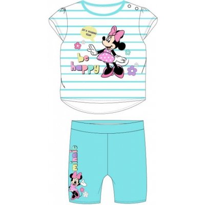 E plus M Kojenecká / dětská bavlněná letní souprava / set tričko a šortky Minnie Mouse Disney tyrkysová