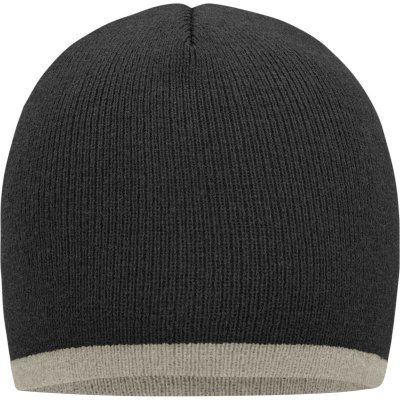 Myrtle Beach pletená čepice s kontrastním lemem MB 7584 light grey-black – Hledejceny.cz
