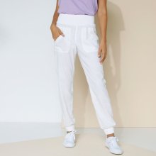 Kalhoty s podkasanými nohavicemi bavlna/len bílé