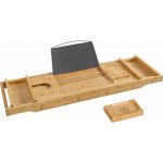 SONGMICS Podnos na vanu bambusový přírodní 75-109cm – Zboží Dáma