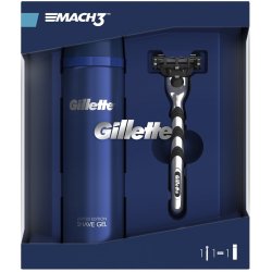 Gillette Mach3 Sensitive holící strojek + gel na holení 200 ml dárková sada  kosmetická sada - Nejlepší Ceny.cz