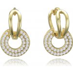 MINET 0517 Luxusní pozlacené stříbrné náušnice dvojité kroužky s bílými zirkony – Zboží Mobilmania