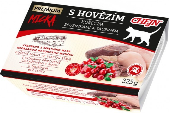 Chejn MICKA Premium s hovězím kuřecím brusinkami & taurinem 325 g