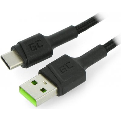 Green Cell Ray Quick Charge USB 2.0 typu A kabel USB 2.0 typu C s podsvícením 1,2 m černý s opletením – Zbozi.Blesk.cz