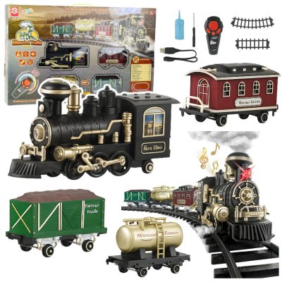 Lean Toys 28095 Elektrická vláčkodráha RC Classical Train světla zvuky dým 24 dílů – Zboží Dáma