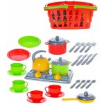 Teddies Nákupní košík plast + sada nádobí s vařičem v sáčku – Zboží Dáma