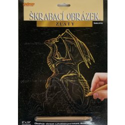 Škrabací obrázek zlatý Drak 1