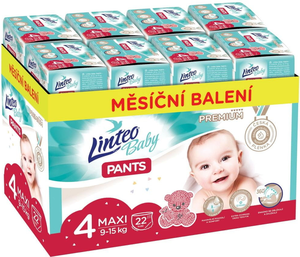 Linteo Baby Pants 4 Maxi Premium 9-15 kg 176 ks