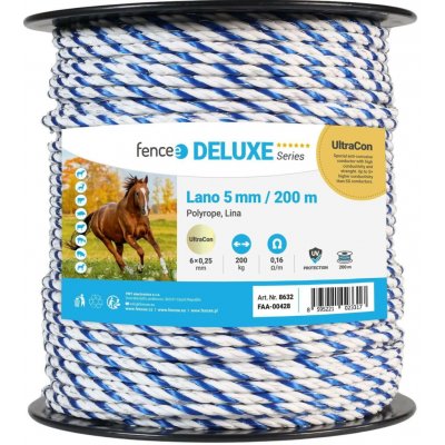 Lano pro elektrický ohradník, průměr 5 mm, modro-bílé, 200 m, 0,16 Ω/m – Zboží Mobilmania