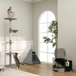 PawHut škrabadlo stropní vysoké šedé 40 x 34 x 230-260 cm – Zboží Dáma