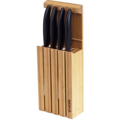 KYOCERA stojan na 4 keramické nože- vyrobeno z bambusu (pro max. délku čepele 20 cm) Bamboo knife Block – Zboží Mobilmania