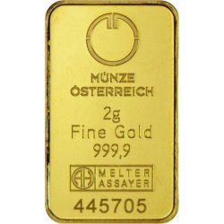 Münze Österreich zlatý slitek 2 g