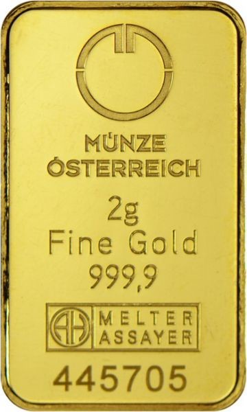 Münze Österreich zlatý slitek 2 g