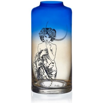 Modrá skleněná váza na květiny Crystalex Mucha Moon 240 mm