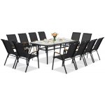 Garden Point Kovový zahradní nábytek Modena/Bitonto Wood pro 12 osob s velkým stolem černý – Zboží Dáma