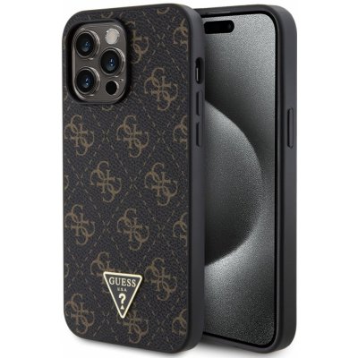 Guess PU Leather 4G Triangle Metal Logo iPhone 14 Pro Max černé – Zboží Mobilmania