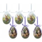 Sada 6 ks modro fialová velikonoční vajíčka se zajíčky II – 7x10 cm – Hledejceny.cz