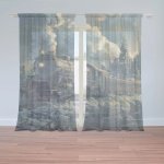 Sablio Záclony Parní lokomotiva v zasněženém městě: 2ks 150x250cm – Zboží Mobilmania