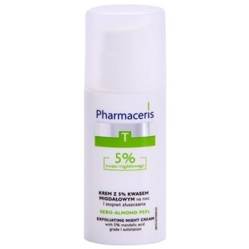 Pharmaceris T-Zone Oily Skin Sebo-Almond Peel noční regulační a čísticí pleťový krém pro jednotný tón pleti (With 5% Mandelic Acid Grade I Exfoliation) 50 ml