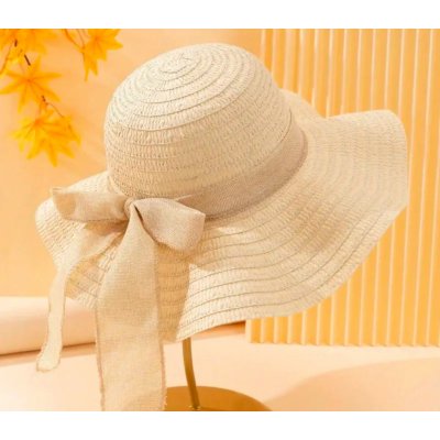 Moderní dámský slaměný klobouk s mašlí Bubla II. béžový – Zboží Dáma