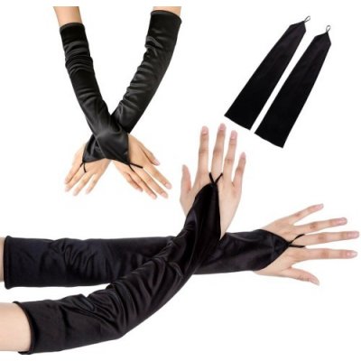 Retro saténové rukavice Černé dlouhé večerní rukavice – Zboží Mobilmania
