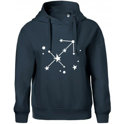 Souhvězdí Sagittarius Střelec Oversized mikina dámská Moon kratší + širší Námořní modrá velmi tmavá téměř černá – Zboží Dáma