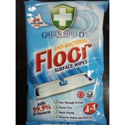 GREEN SHIELD Čistící vlhčené ubrousky na tvrdé podlahy antibakteriální 24 ks – Zboží Dáma