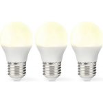 NEDIS LED žárovka E27/ G45/ 4,9 W/ 220 V/ 470 lm/ 2700 K/ teplá bílá/ matná/ 3 kusy – Hledejceny.cz