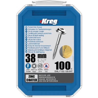 Kreg Maxi-Loc, pozinkované vruty pro skryté spoje, 38 mm, jemný závit - 100 ks SML-F150-100 – Hledejceny.cz