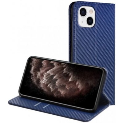 Pouzdro AppleKing flipové se vzorem karbonových vláken iPhone 14 - modré – Zboží Mobilmania