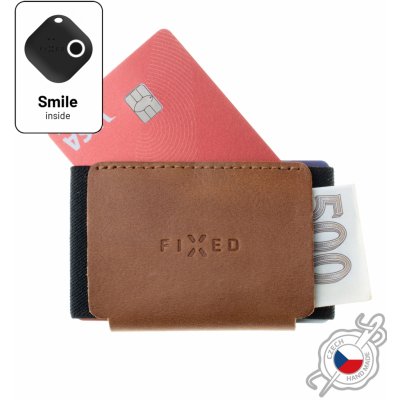 Kožená peněženka FIXED Smile Tiny Wallet se smart trackerem FIXED Smile PRO, hnědá FIXSM-STN2-BRW