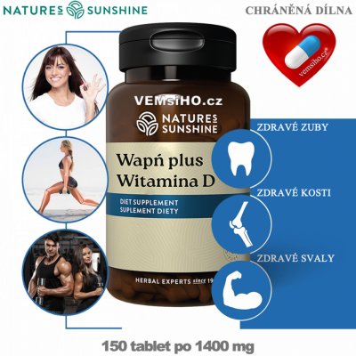 Nature’s Sunshine CALCIUM PLUS VITAMIN D Vápník + Vitamín D ZDRAVÉ KOSTI 150 tablet po 1400 mg – Hledejceny.cz