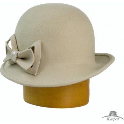 Dámský klobouk zdobený mašlí z vlny smetana – Zboží Mobilmania