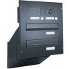 Poštovní schránka DOLS D-041 HM k zazdění | čelní deska RAL 9005 2x schránka se zvonky a kamerou ABB