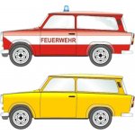 Bestr model Trabant 601 combi – žlutý a dobový hasičský – Zboží Dáma