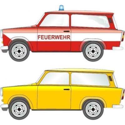 Bestr model Trabant 601 combi – žlutý a dobový hasičský – Zboží Dáma