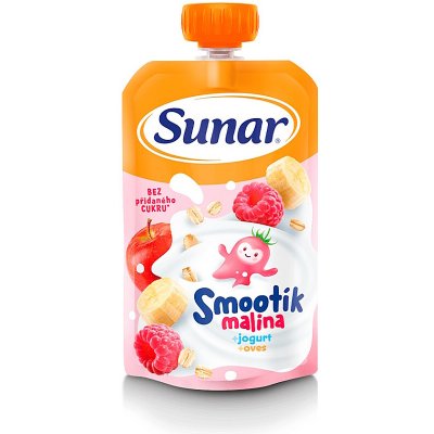 SUNAR Smootík kapsička malina, jogurt, ovesné vločky 12m+ 120 g – Zboží Dáma