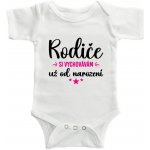 Dětské BODY Rodiče si vychovávám už od narození.. potisk Černá Růžová bodýčko BÍLÉ – Hledejceny.cz