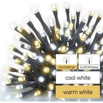 EMOS 180 LED řetěz blikající 18 m venkovní i vnitřní teplá studená bílá časovač D4AN03