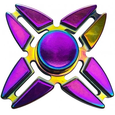 Kovový fidget spinner duhový čtyřramenný v dárkovém pouzdře – Zboží Dáma