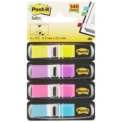 Samolepicí záložky se zásobníkem, mix pestrých barev, 12 x 43 mm, 4x 35 listů, 3M POSTIT 7000052572 – Hledejceny.cz