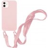 Pouzdro a kryt na mobilní telefon Apple Pouzdro Appleking silikonové s nastavitelným popruhem iPhone 12 mini - růžové